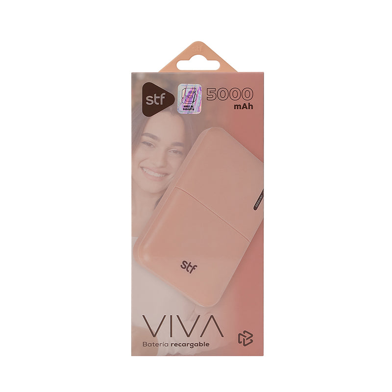 Bateria powerbank recargable 10W  | STF VIVA | 5,000 mAh rosa