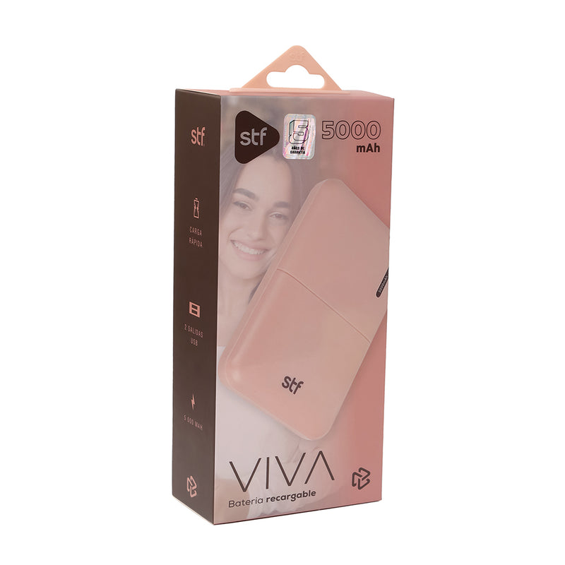 Bateria powerbank recargable 10W  | STF VIVA | 5,000 mAh rosa