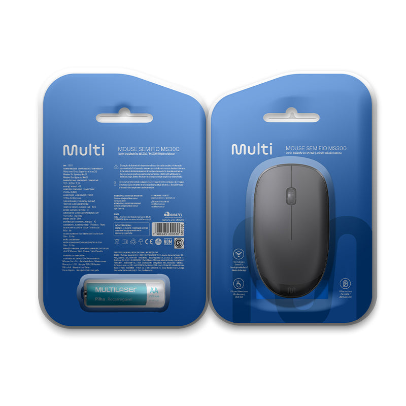 Mouse inalámbrico | Multi SEM FIO MS300 | Clic silencioso, 1200dpi Negro